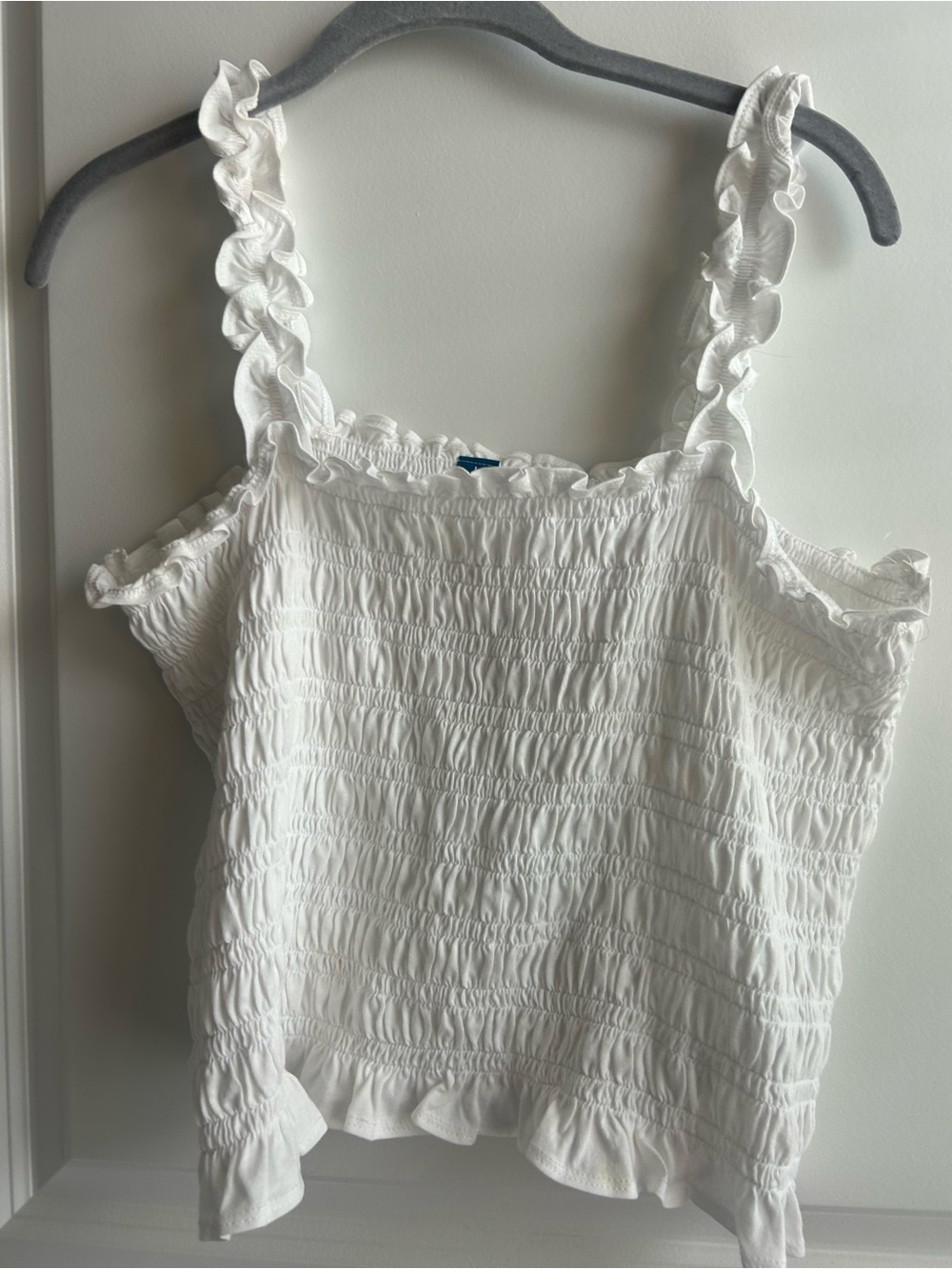 Old Navy White Smocked Ruffle Tank
